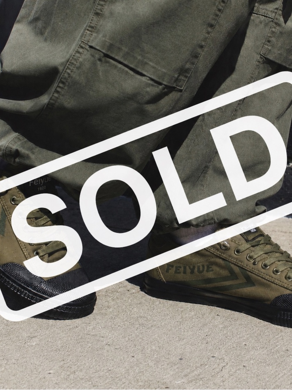 Feiyue Olive Green and Black Low-Top Canvas Sneakers